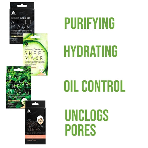 Ultimate Skincare Bundle: Charcoal Sheet Mask + Tea Tree Sheet Mask +